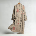 Japanese Calligraphy Art Pattern Linen Blend Kimono