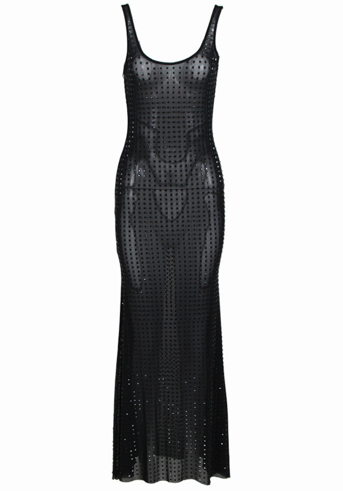 Backless Sparkly Maxi Dress Black