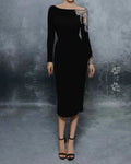 Ladies Casual Elegant Sexy Rhinestone Dress - 01