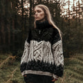 Women's Viking Rune Gradient Bird Graphics Celtic  Jacquard Turtleneck Sweater
