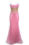 Sequin Structured Maxi Dress Pink