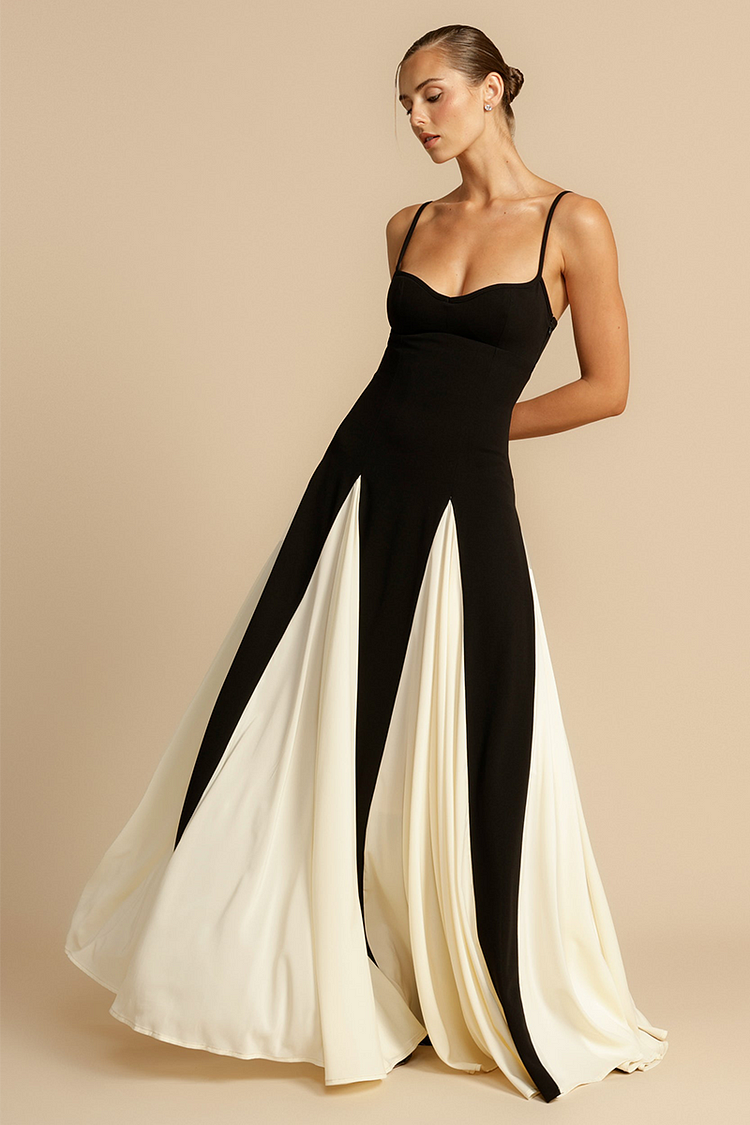 TIMELESS ELEGANCE PANELLED TULLE A-LINE SLIP MAXI DRESS