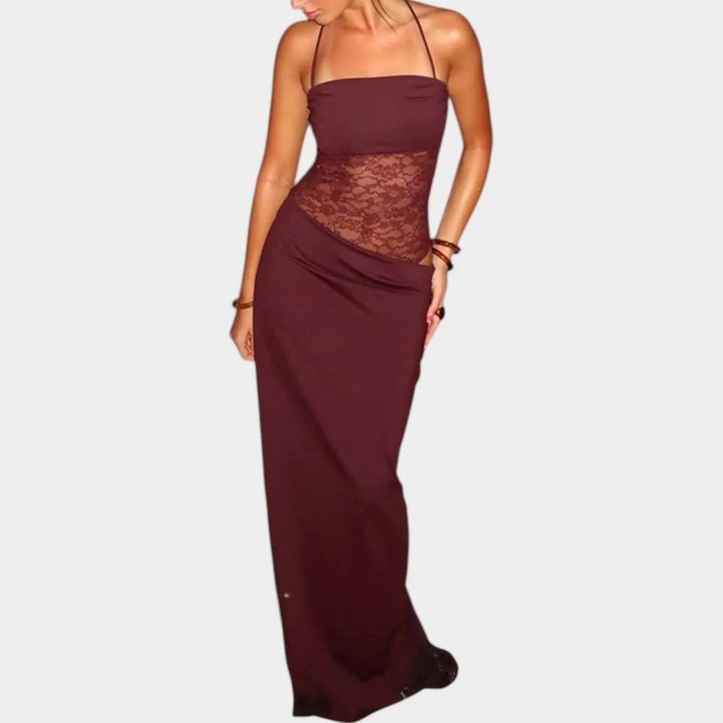 Lace Panel Bodycon Maxi Dress