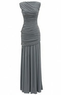 Draped A Line Maxi Dress Grey
