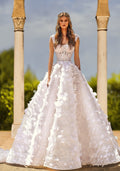 Sleeveless wedding dress with organza petals