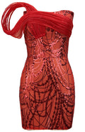 Strapless Sequin Dress Red
