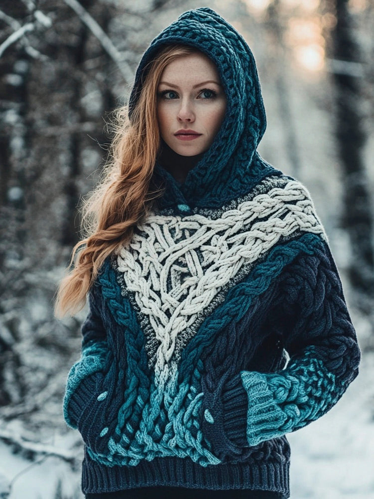 Vintage Totem Tribal Pattern Women's Hooded Sweater