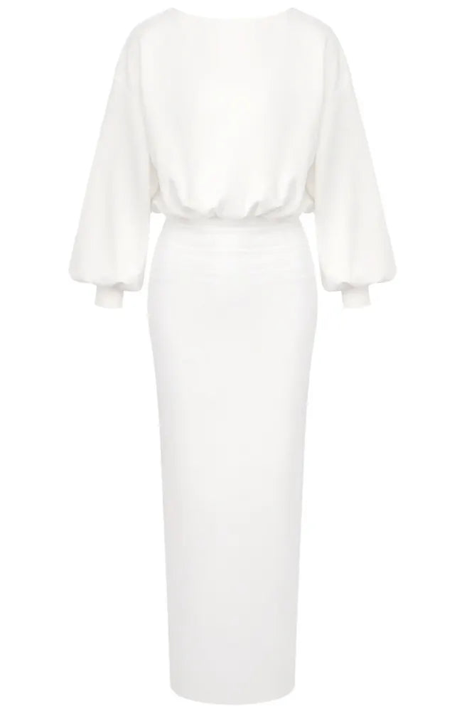 Long Sleeve Maxi Dress White
