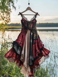 Summer Handmade Lace Plaid Patchwork Dress c6af