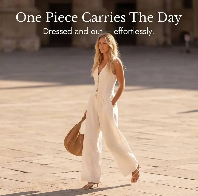 Lunavia – Women's Wide-Leg Button-Front Jumpsuit