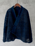 Japanese Traditional Sashiko Art Fleece Kimono Cardigan