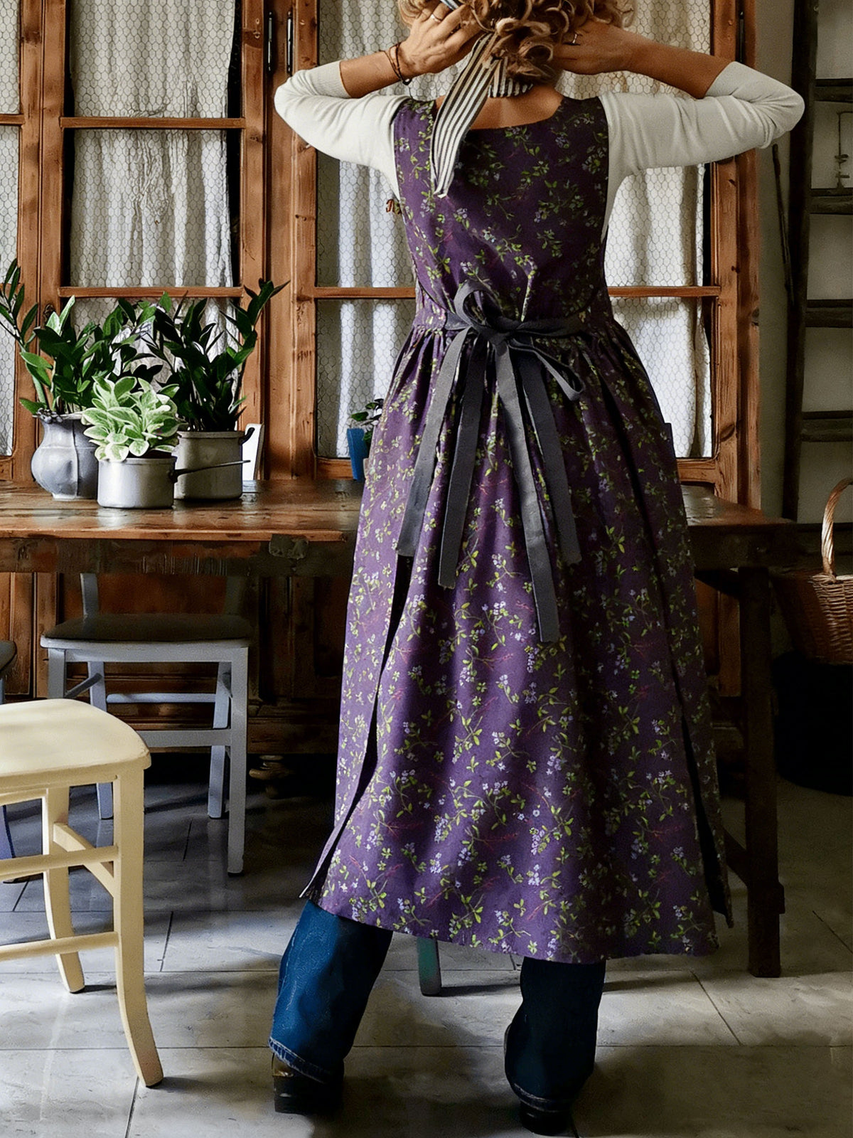 Deep Purple Wildflower Apron