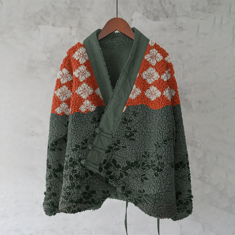 Japanese Art Flower Plush Cardigan