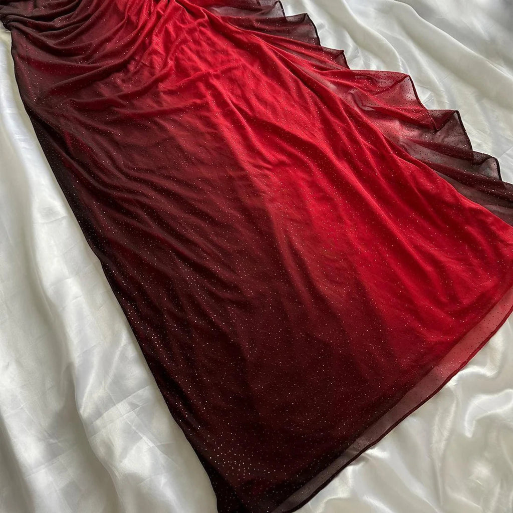 Burgundy red/indigo/navy blue shiny elegant strappy long tulle ball gown evening dress birthday party dress