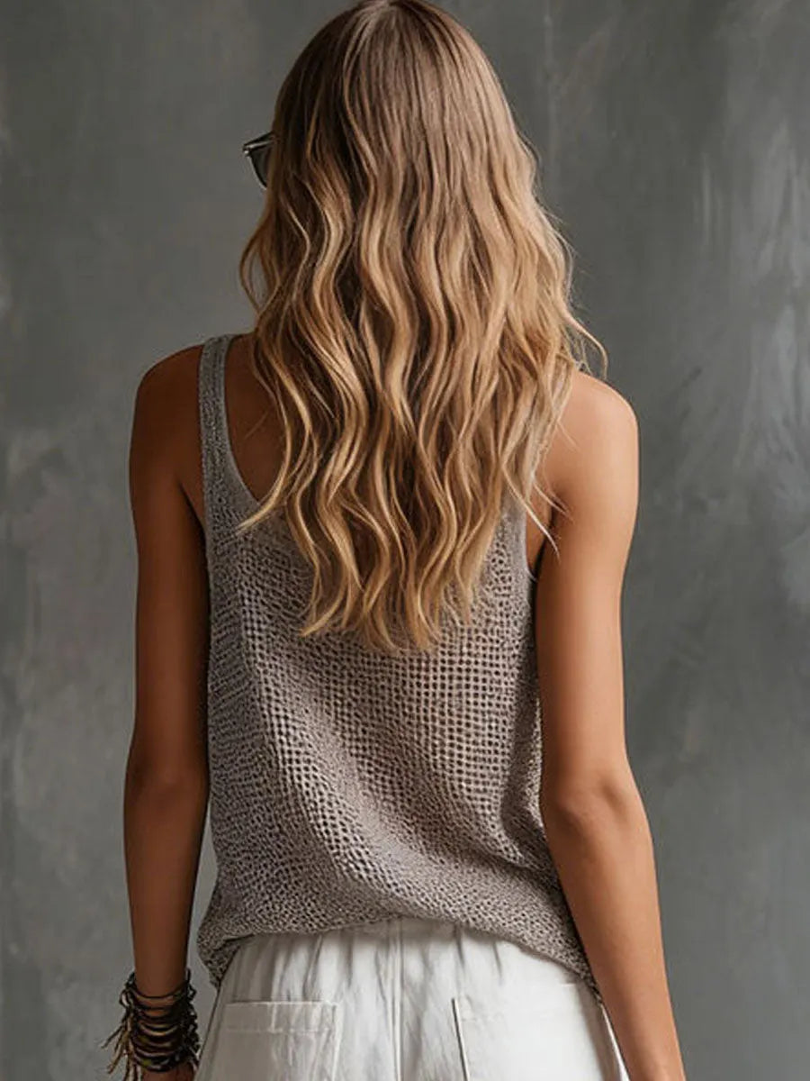 Casual Retro Gray Knitted Vest