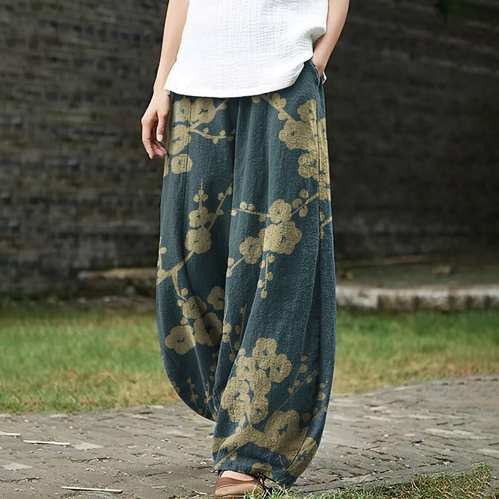 Women's Floral Art Loose Casual Pants