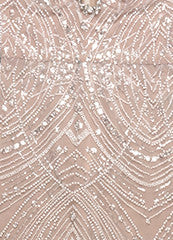 Crystal Pearl Sequin Maxi Dress Nude