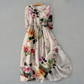 Vintage Botanical Floral Design Print Lace-Up Dress