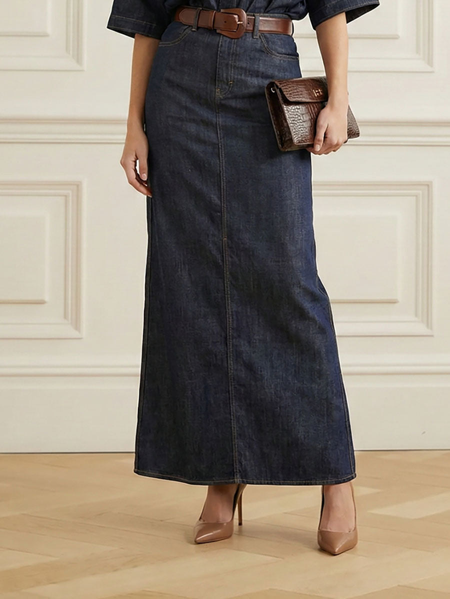 Column No Belt Solid Color Zipper Skirts Bottoms