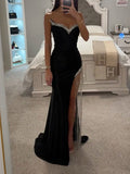 shiny sequinned Sleeveless Tube tasseled Split-Side evening Maxi Dresses