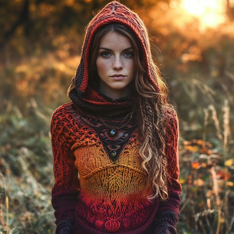 Viking Tribe Knit Women's Hooded Sweater