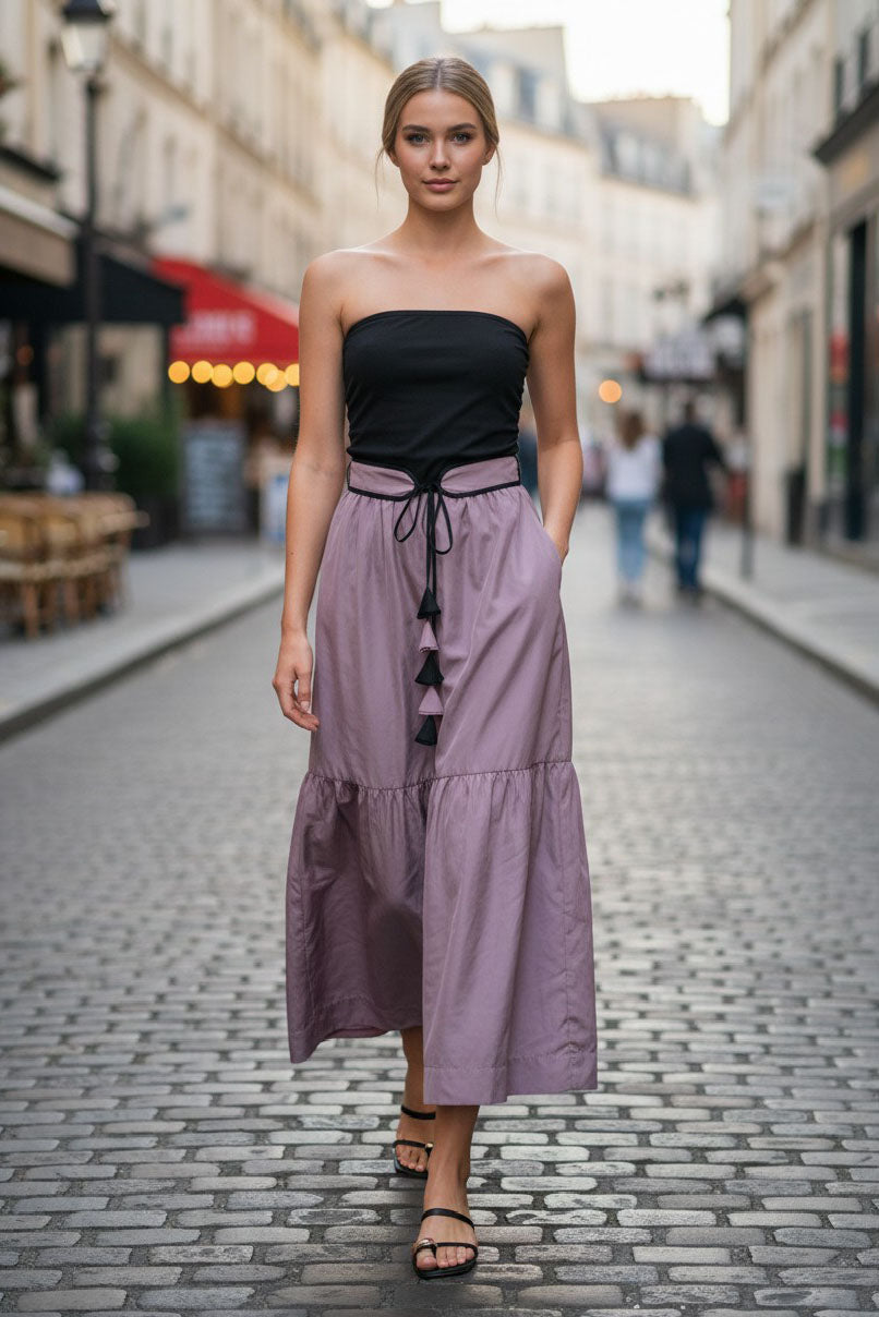 LILA BELLE TUBE MAXI DRESS WITH BELT