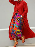 Women's Fashionable Paisley Print Casual Loose Wide-leg Denim Pants