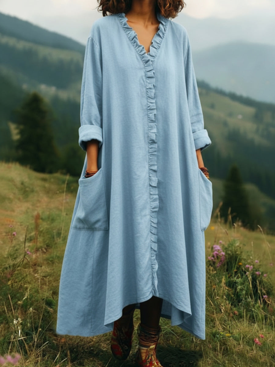 Vintage Lace V-neck Irregular Hem Dress