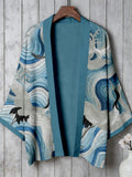 Vintage Japanese Cherry Blossom Art Linen Kimono