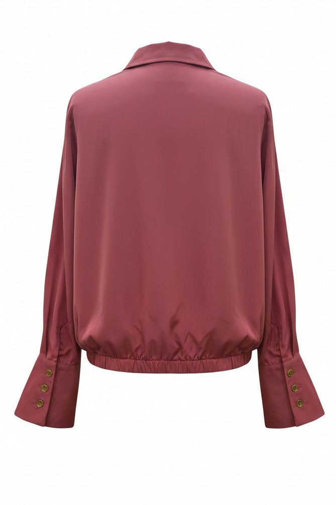 FRONT ZIP BELL CUFFS BLOUSE