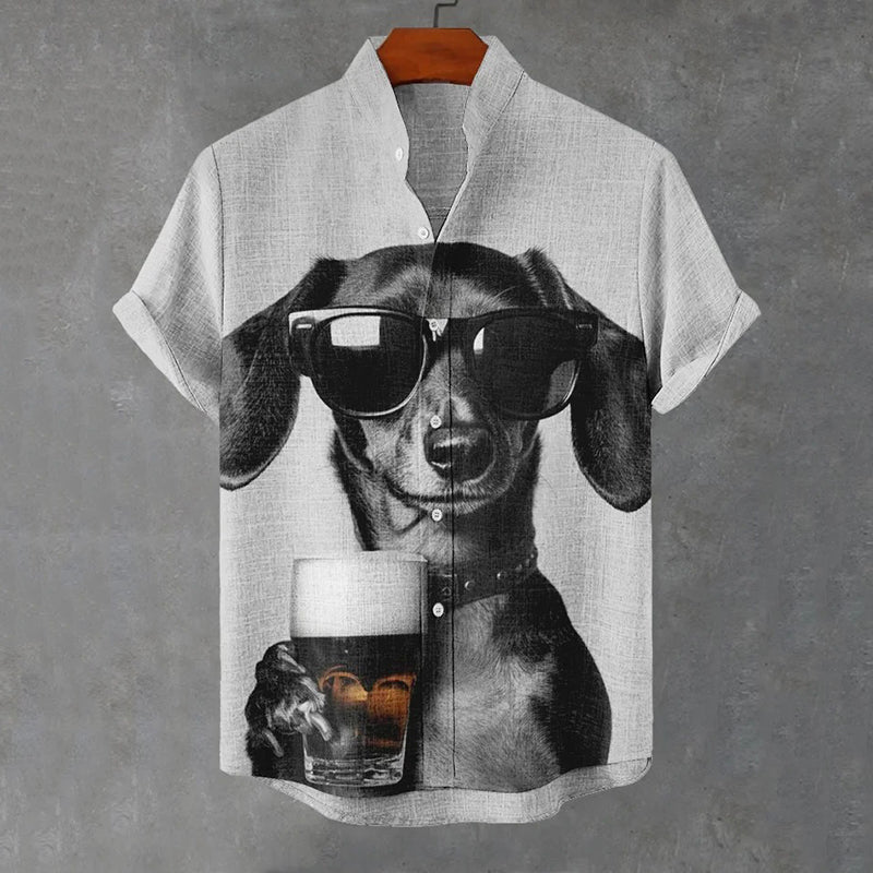 Men's Dachshund Art Pattern Casual Shirt