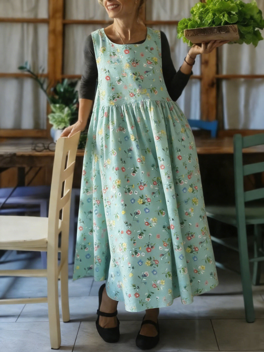 Soft Mint Floral Apron