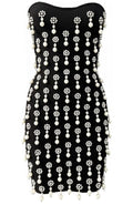 Strapless Crystal Pearl Embellished Dress Black