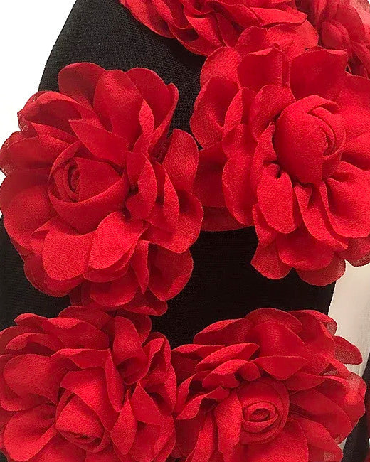 Halter Floral Cut Out Maxi Dress Black Red