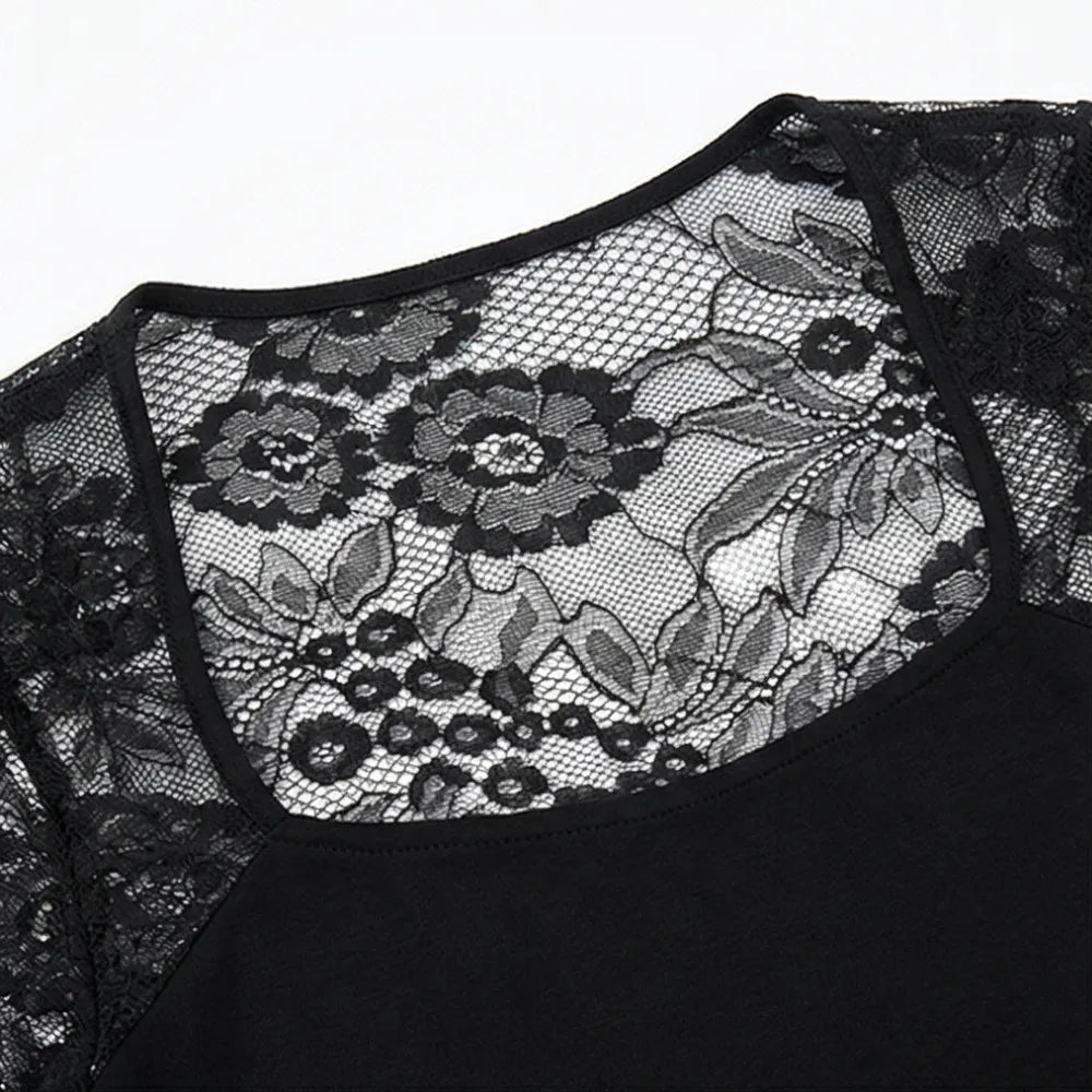 Lacelle – Women's Sheer Floral Lace Sleeve Top