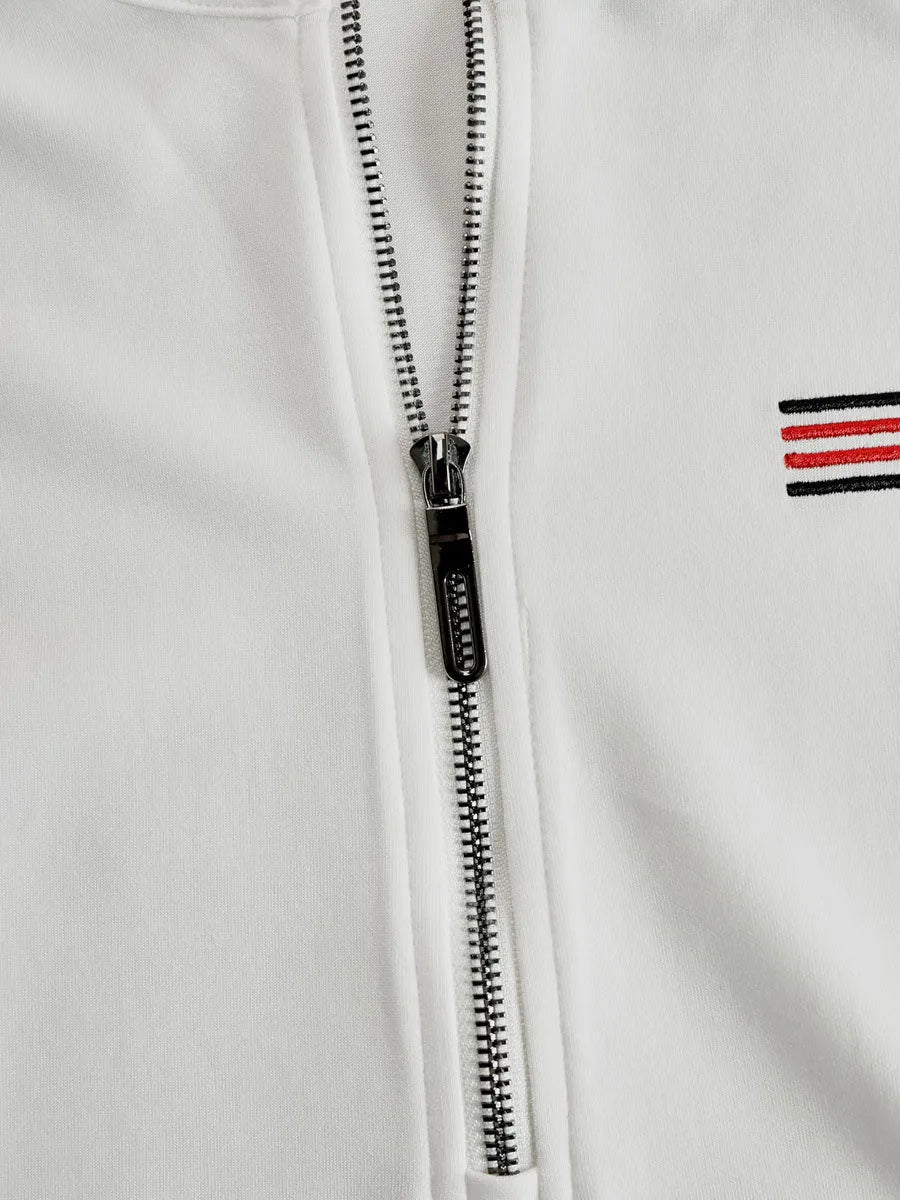 Sporty Retro White Striped Embroidered Sleeveless Vest And Wide-Leg Pants Set