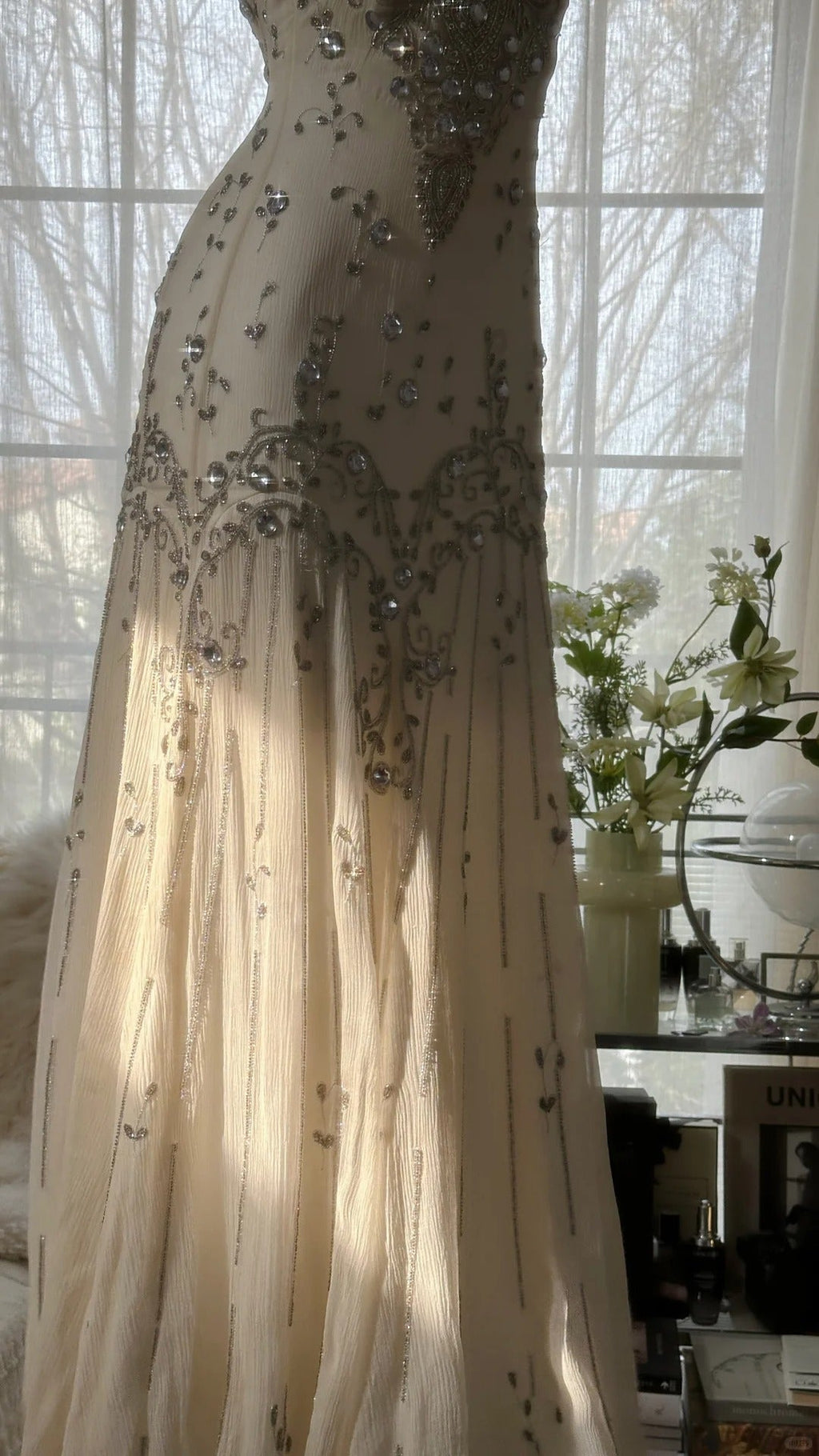 Vintage Evening Dresses, Light Champagne Long Sleeveless Party Gowns  25532