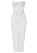 Strapless Mesh Corset Maxi Dress White