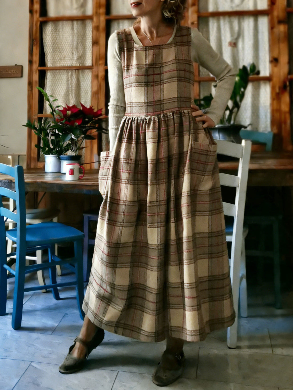 Earthy Neutral Plaid Apron