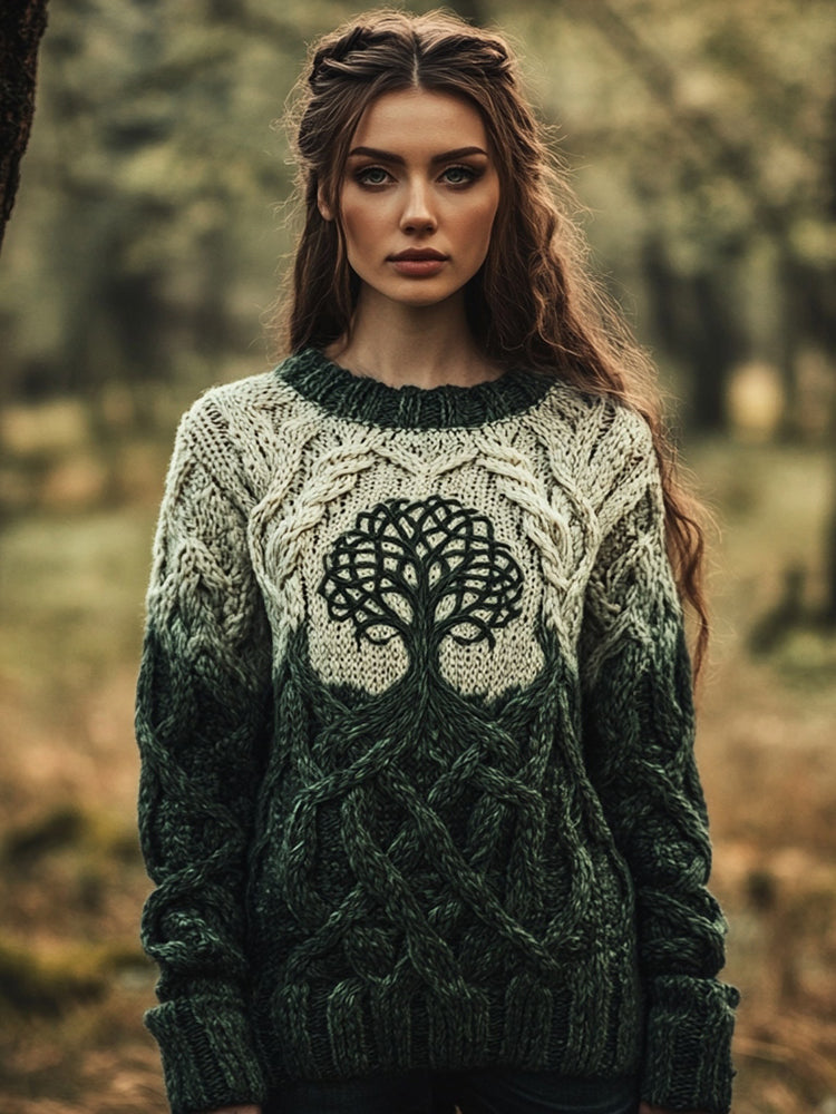 Women's Celtic Tree Of Life Aran Sweater