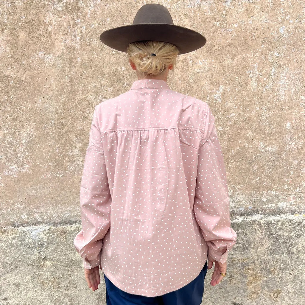 Blouse Small Polka Dots N. 18 - French Vintage Gathered Shirt with Mandarin Collar | Dadihouse