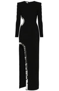 Long Sleeve Mirrored Trim Maxi Dress Black