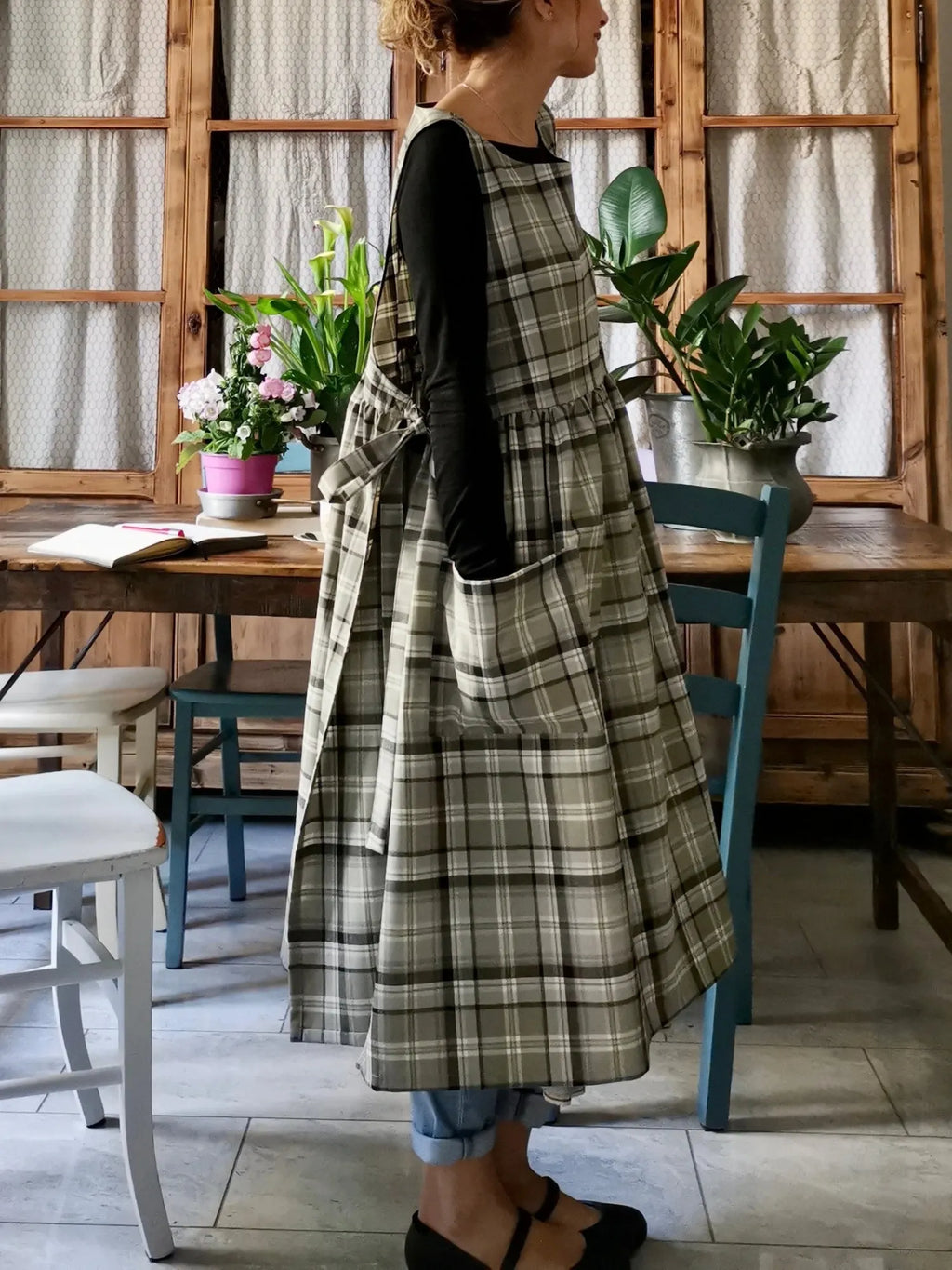 Grey and Green Tartan Apron