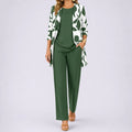 Brenda – Women's 3 Piece Set with Floral Cardigan, Scoop Top and Wide Leg Trousers