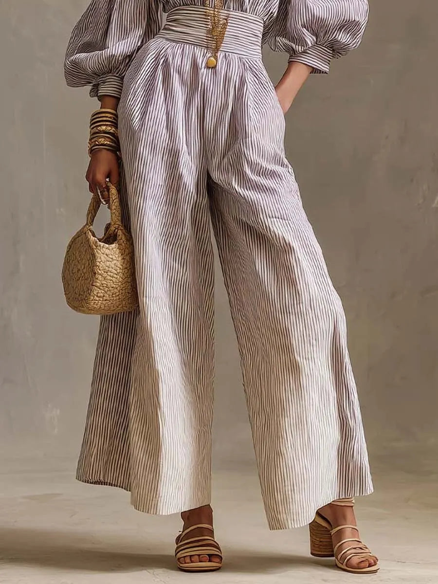 Bohemian Halter Off-Shoulder Puff Sleeve Wide-Leg Jumpsuit