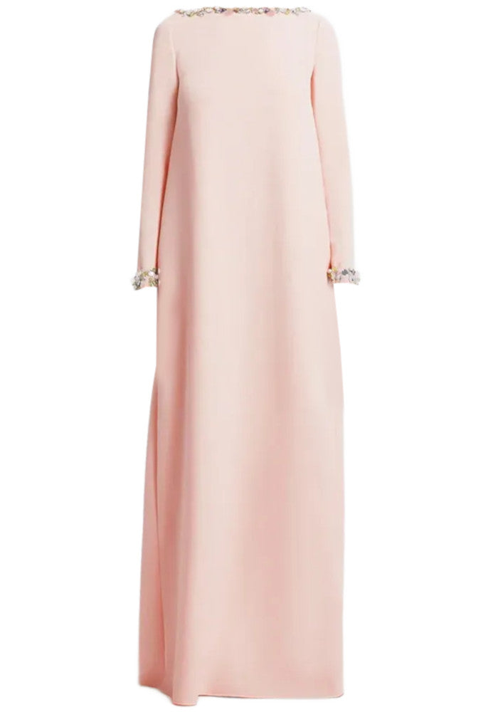 Long Sleeve Crystal Detail Maxi Dress Pink