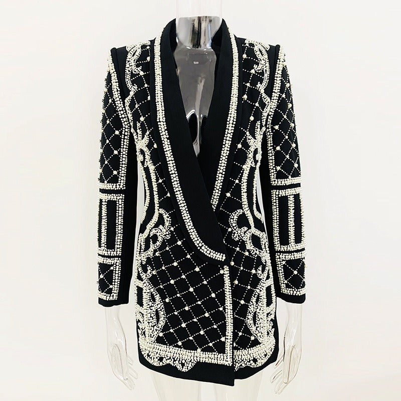 Luxury Handmade Crystal Pearl Blazer
