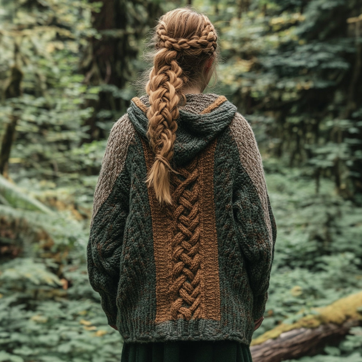 Vintage Celtic Gradient Chunky Hooded Cardigan