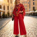 Vesara Elegant Batwing Top & Wide-Leg Pants Set