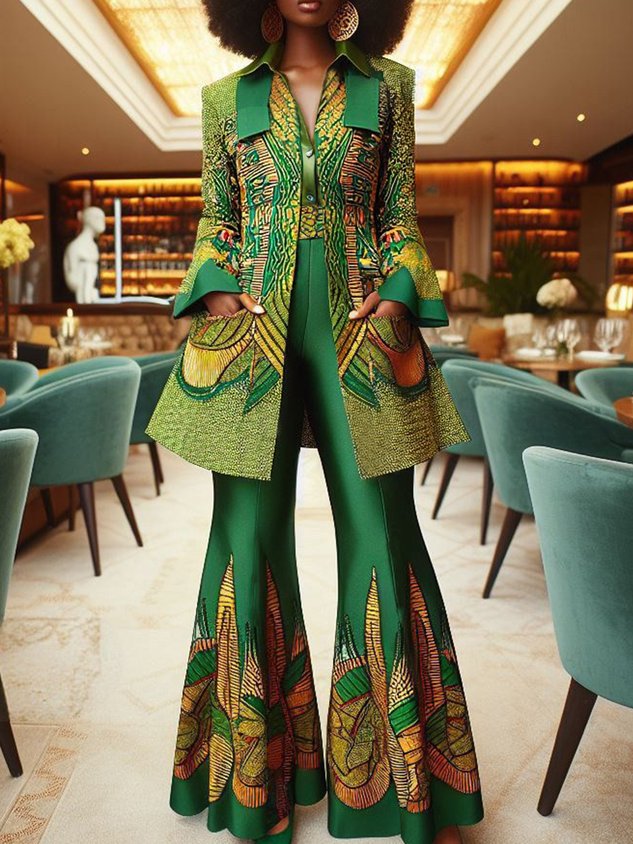 Urban Ethnic Print Flare Pants